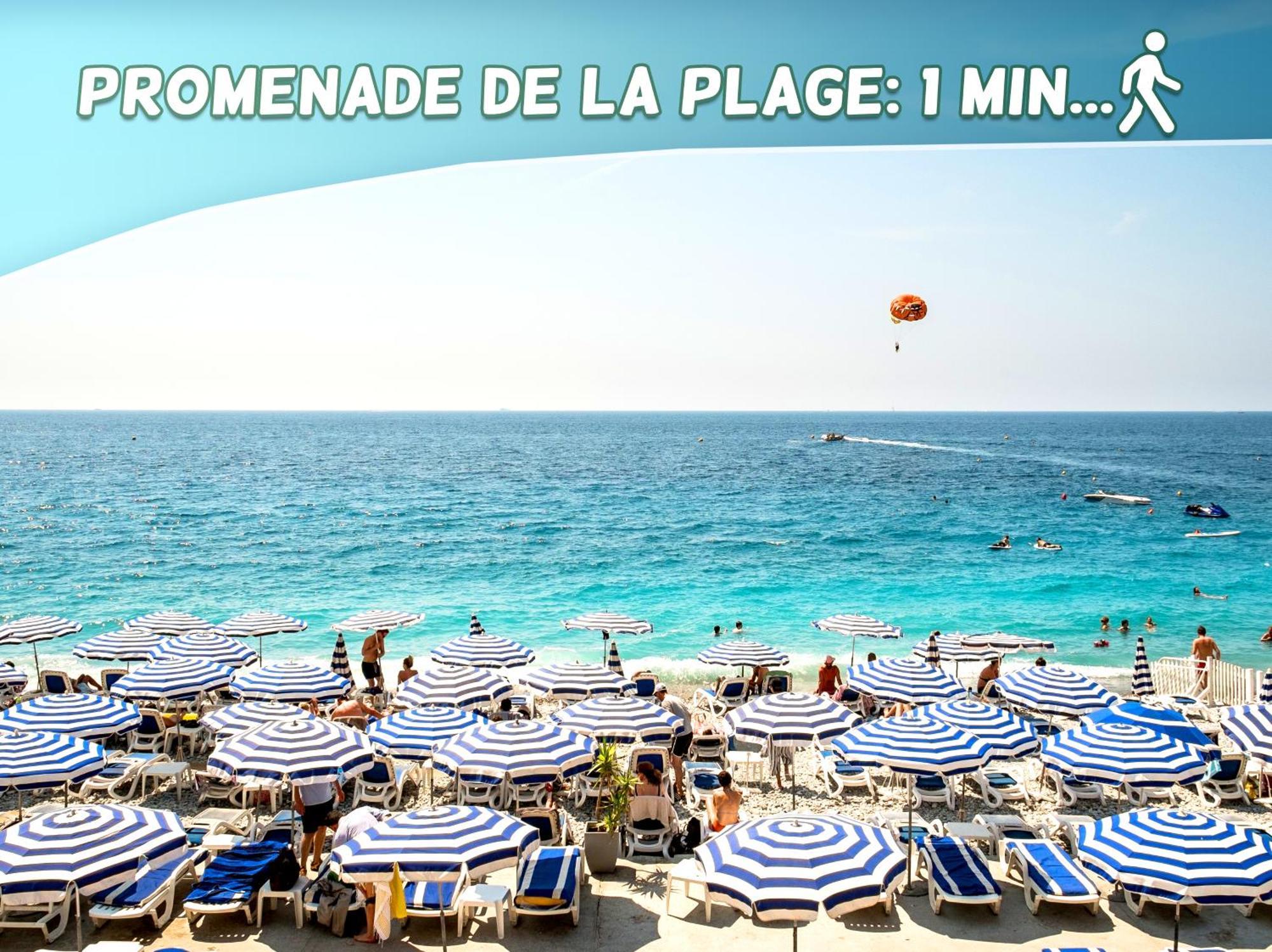 1 Min To The Beach Apartment - Kitchen - Tramway - Air Conditioner - Wifi - Promenade Des Anglais Nice Luaran gambar